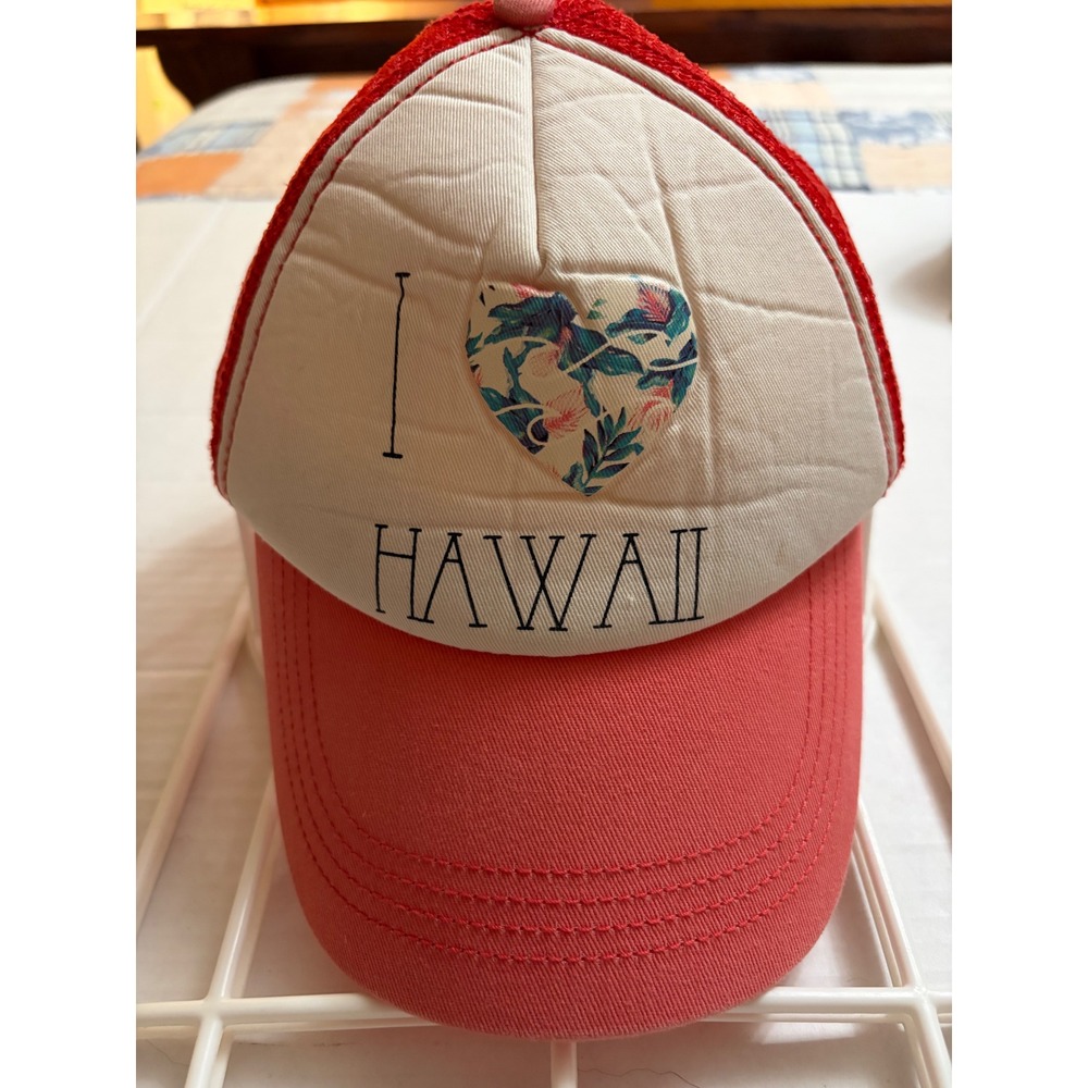 Billabong I Heart Hawaii Trucker Hat Red Cream Mesh Snapback Surf Cap AE069R
